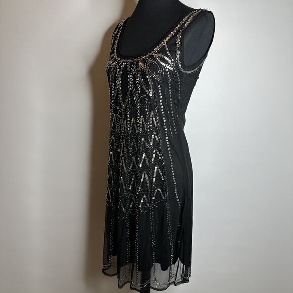 Vintage Grunge Garden Fairy Beaded Sequins Shift Dress Size Large Whimsigoth - Picture 4 of 10
